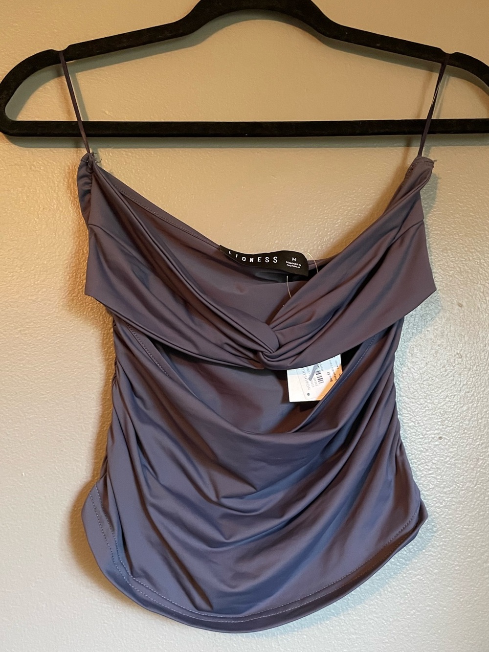 NWT Lioness Sz Med Women’s Grey Tube Top Midriff Sexy Blouze Cut-out Ret $65!